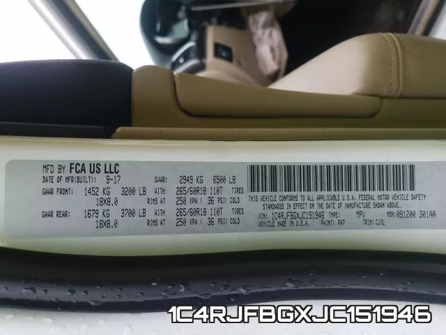 1C4RJFBGXJC151946 фото 2