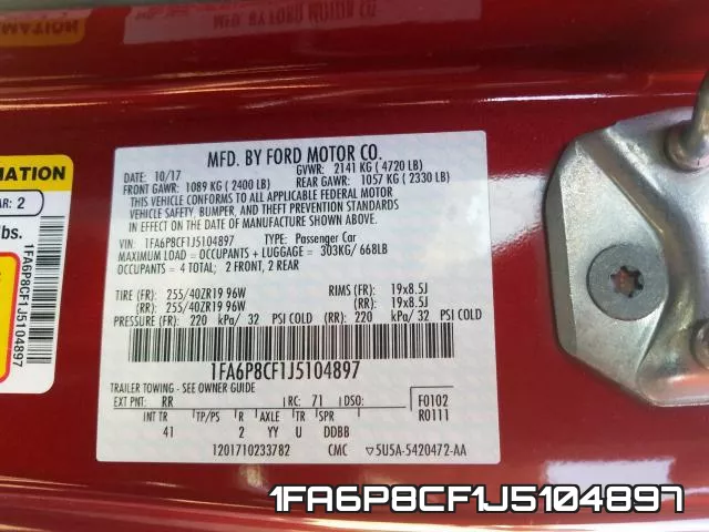 1FA6P8CF1J5104897 фото 2