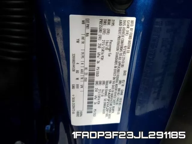 1FADP3F23JL291185 фото 2