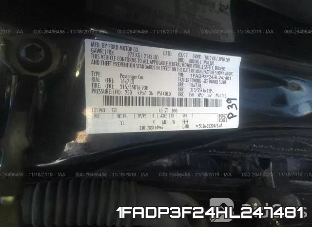 1FADP3F24HL247481 фото 10