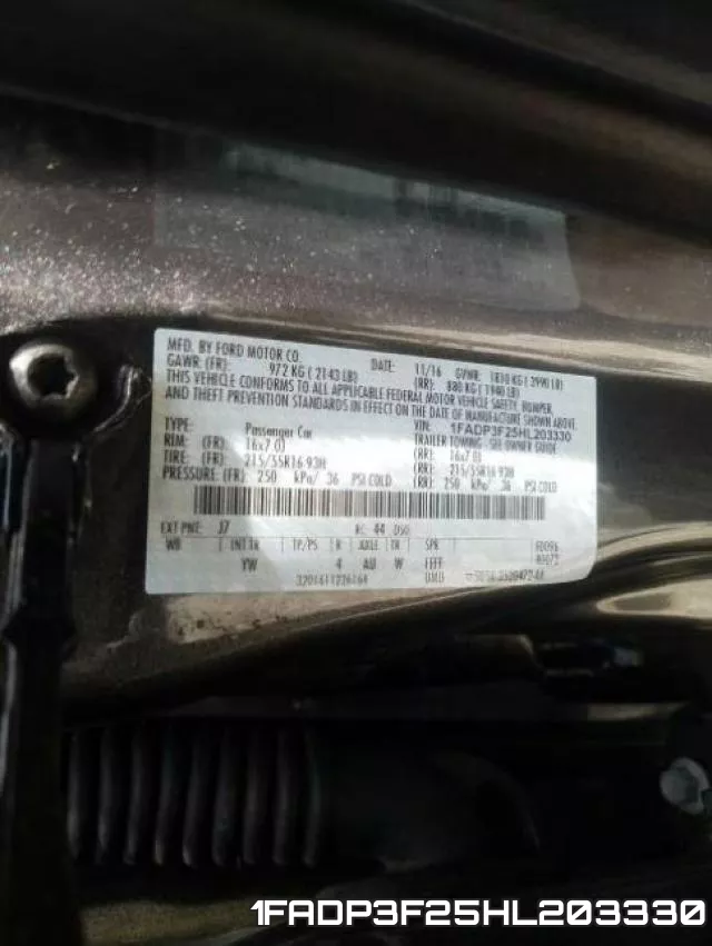 1FADP3F25HL203330 фото 2