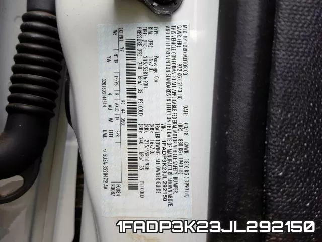 1FADP3K23JL292150 фото 2