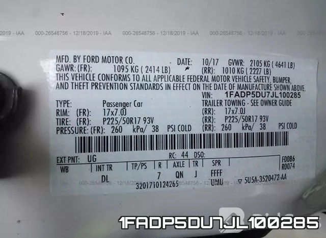 1FADP5DU7JL100285 фото 10