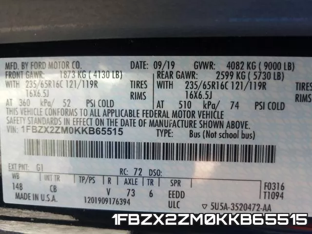 1FBZX2ZM0KKB65515 фото 2