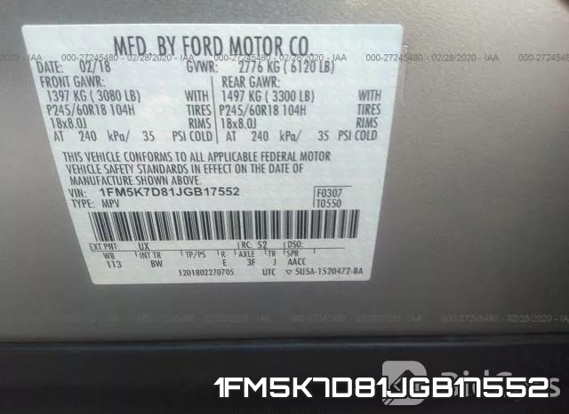 1FM5K7D81JGB17552 фото 10