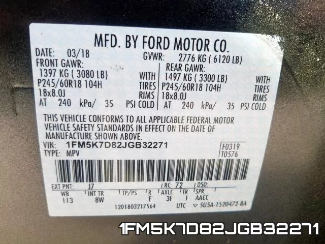 1FM5K7D82JGB32271 фото 2