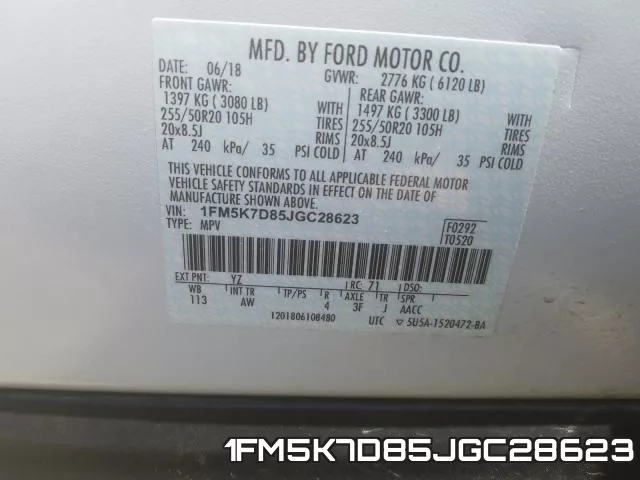 1FM5K7D85JGC28623 фото 2