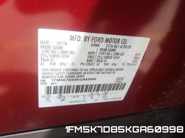 1FM5K7D85KGA60998 фото 2