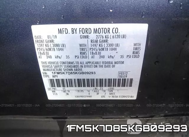 1FM5K7D85KGB09293 фото 10