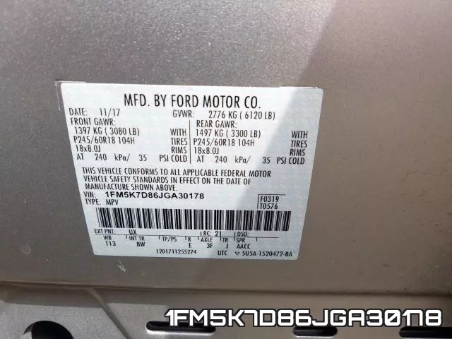 1FM5K7D86JGA30178 фото 2