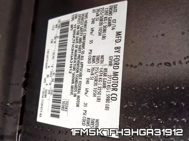 1FM5K7FH3HGA31912 фото 2