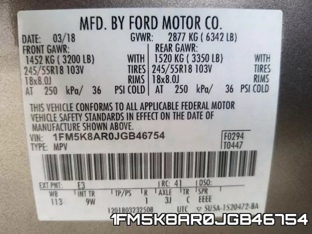 1FM5K8AR0JGB46754 фото 2