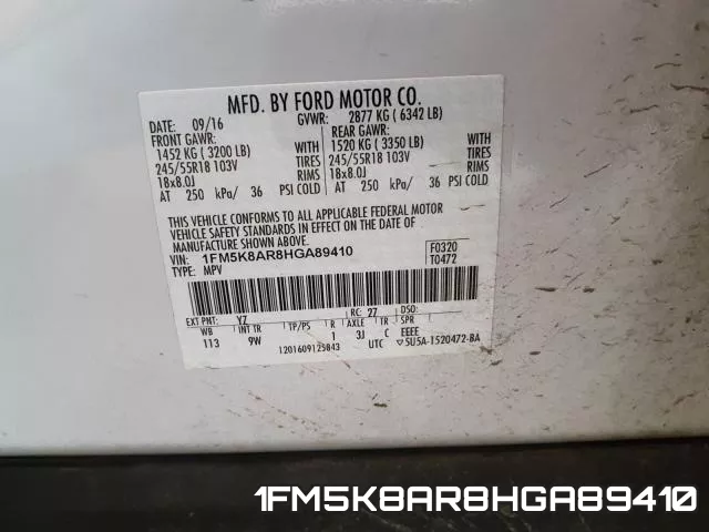 1FM5K8AR8HGA89410 фото 2
