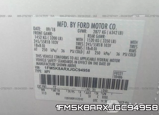 1FM5K8ARXJGC94958 фото 10