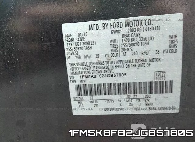 1FM5K8F82JGB57805 фото 10