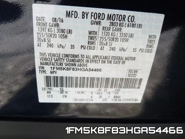 1FM5K8F83HGA54466 фото 2