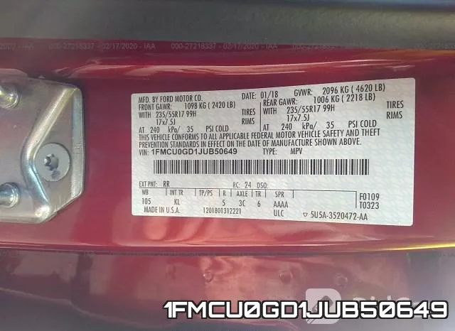 1FMCU0GD1JUB50649 фото 10