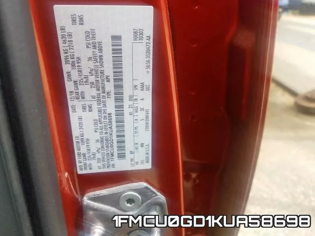 1FMCU0GD1KUA58698 фото 2
