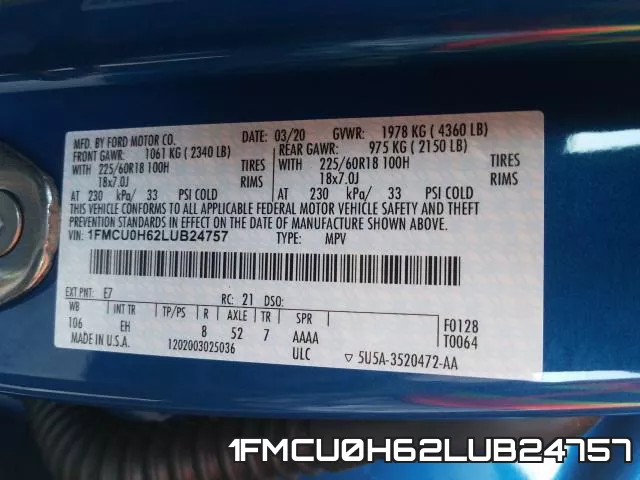 1FMCU0H62LUB24757 фото 2