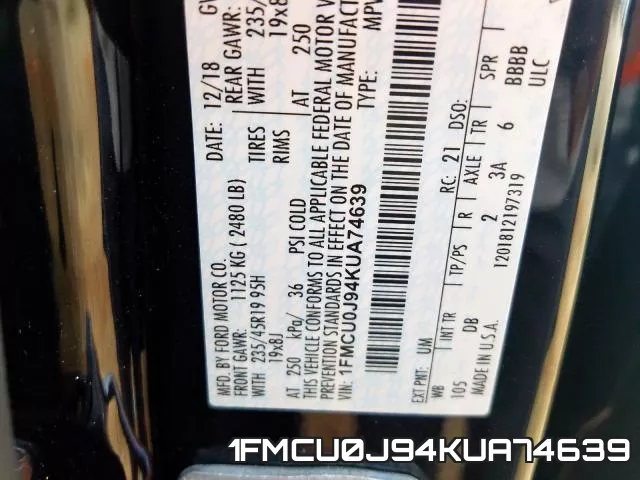 1FMCU0J94KUA74639 фото 2