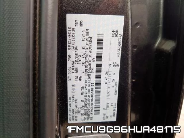 1FMCU9G96HUA48175 фото 2