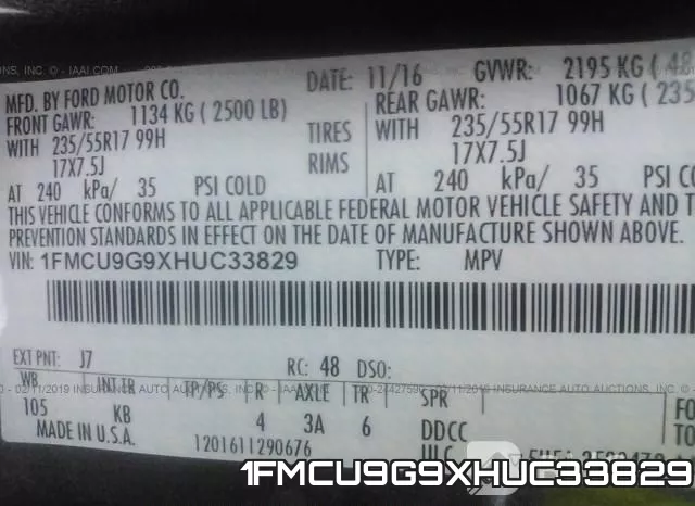 1FMCU9G9XHUC33829 фото 10