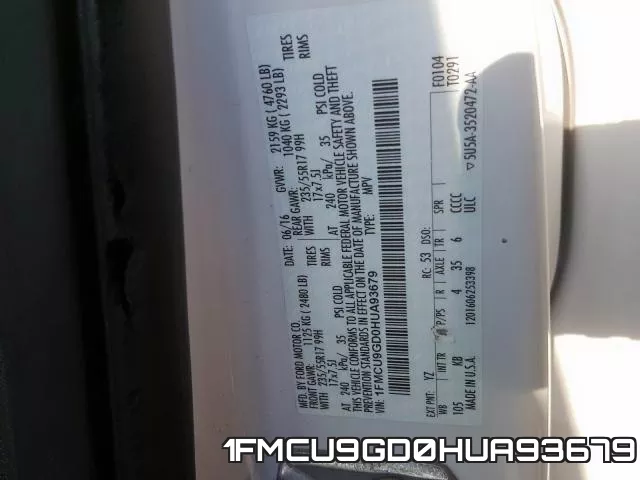 1FMCU9GD0HUA93679 фото 2