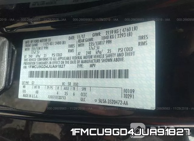 1FMCU9GD4JUA91827 фото 10