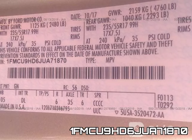1FMCU9HD6JUA71870 фото 10