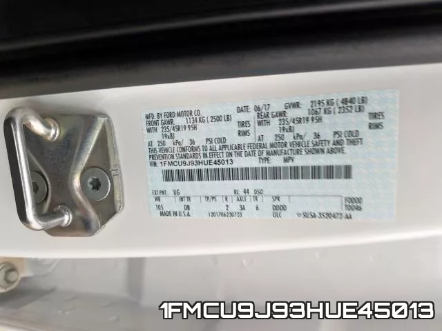 1FMCU9J93HUE45013 фото 2