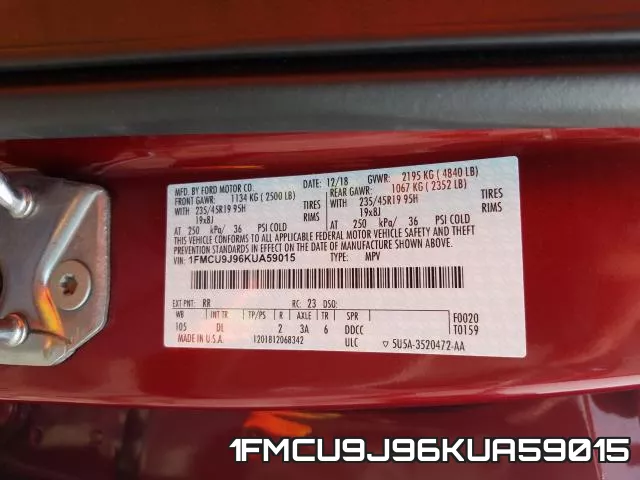 1FMCU9J96KUA59015 фото 2