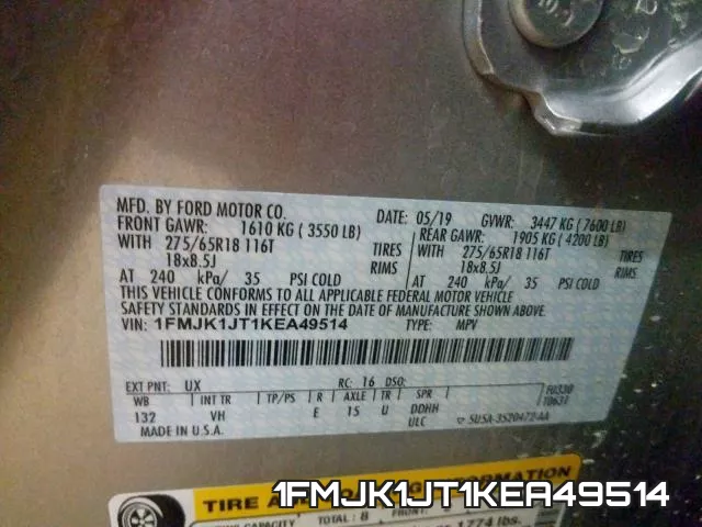1FMJK1JT1KEA49514 фото 2