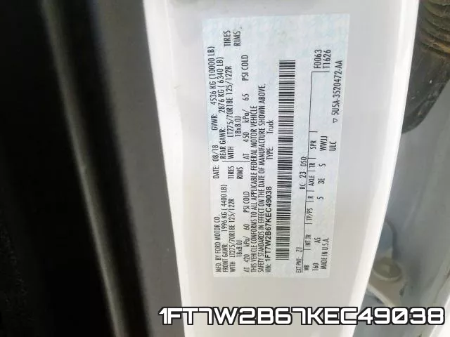 1FT7W2B67KEC49038 фото 2