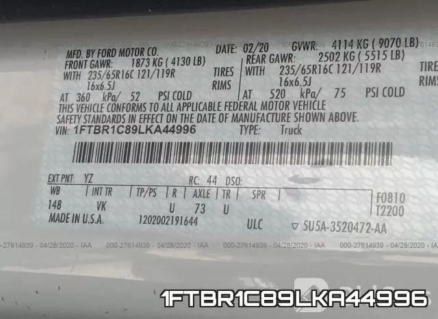 1FTBR1C89LKA44996 фото 10