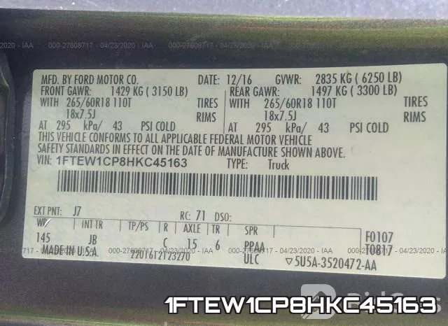 1FTEW1CP8HKC45163 фото 10