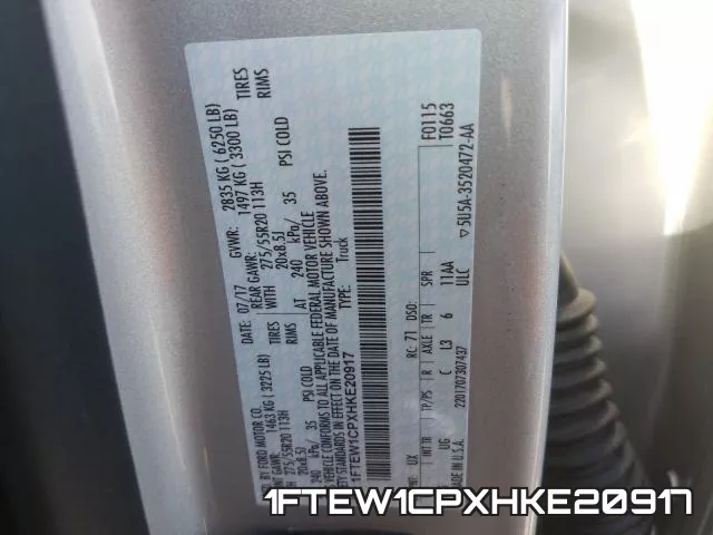 1FTEW1CPXHKE20917 фото 2
