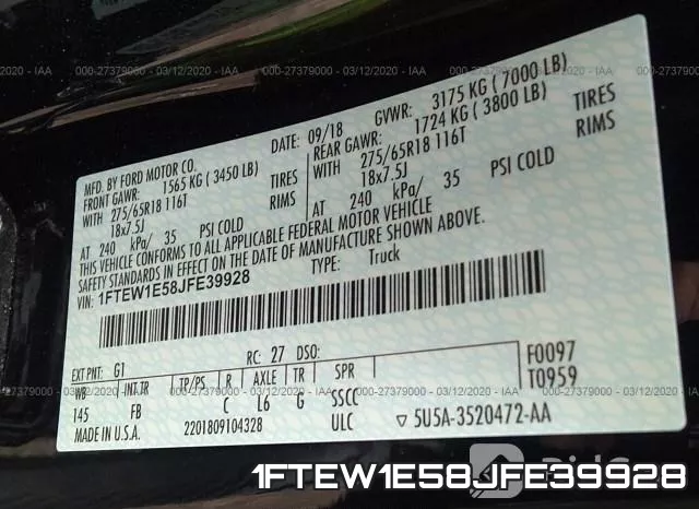 1FTEW1E58JFE39928 фото 10
