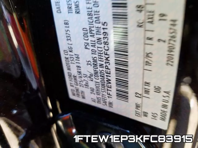 1FTEW1EP3KFC83915 фото 2
