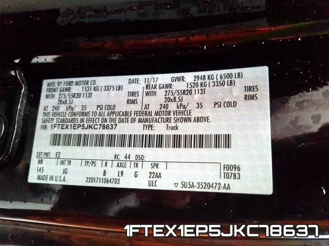 1FTEX1EP5JKC78637 фото 2