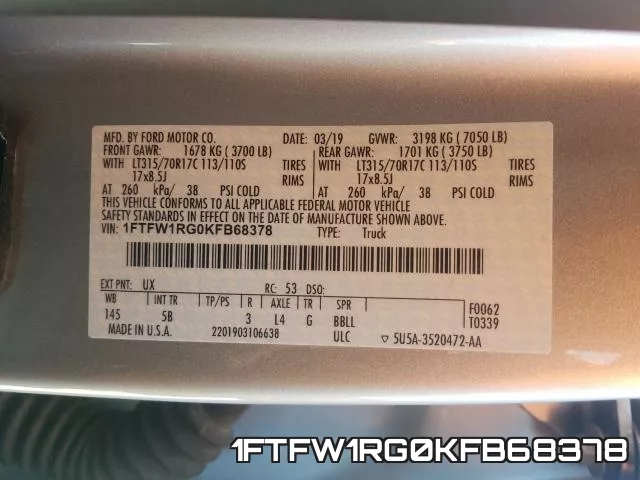 1FTFW1RG0KFB68378 фото 2