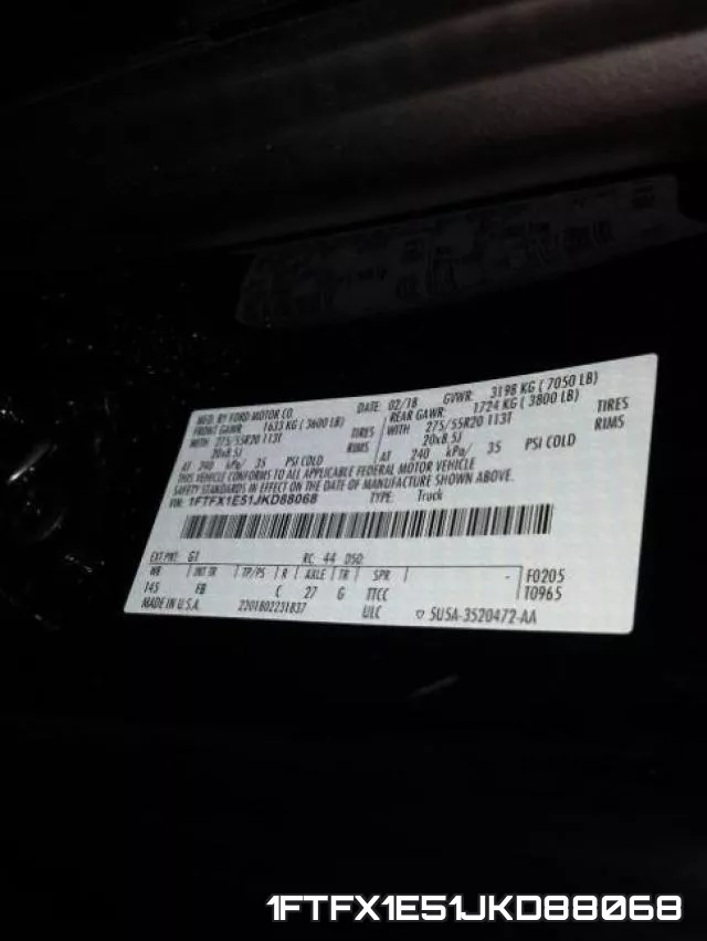 1FTFX1E51JKD88068 фото 2