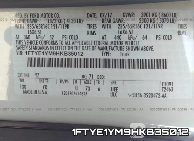 1FTYE1YM9HKB35012 фото 10