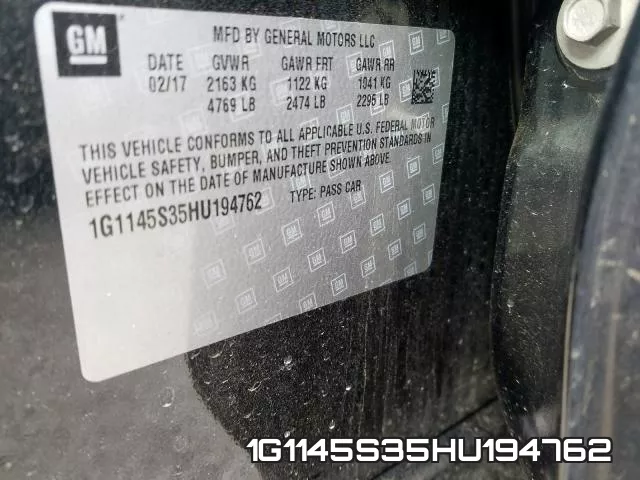 1G1145S35HU194762 фото 2