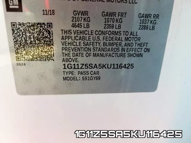 1G11Z5SA5KU116425 фото 2