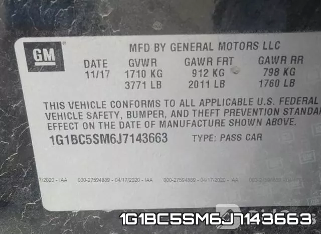 1G1BC5SM6J7143663 фото 10