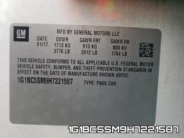 1G1BC5SM9H7221587 фото 2
