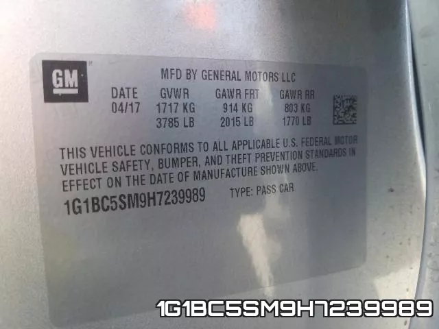 1G1BC5SM9H7239989 фото 2