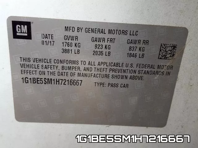 1G1BE5SM1H7216667 фото 2