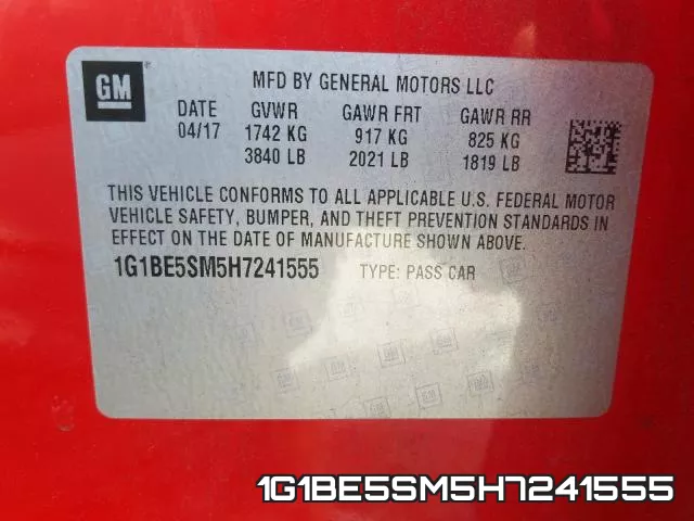 1G1BE5SM5H7241555 фото 2