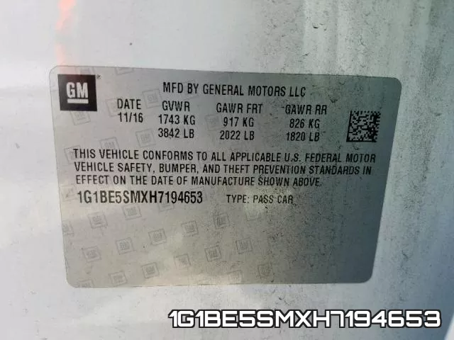 1G1BE5SMXH7194653 фото 2